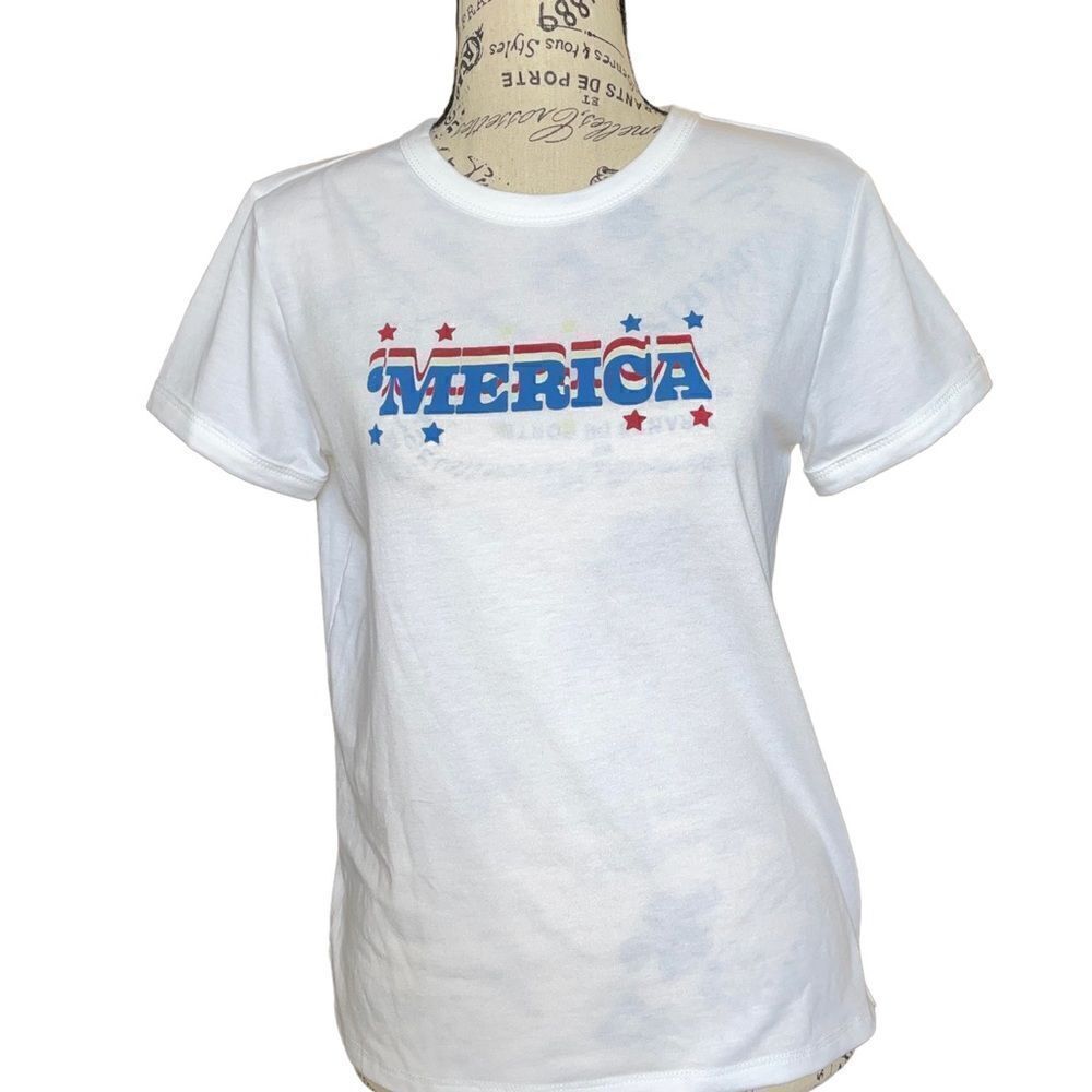 LuLaRoe Size 12 Kids Parker Tee • White • Short Sleeve • “ ‘Merica” •NWT•Unisex